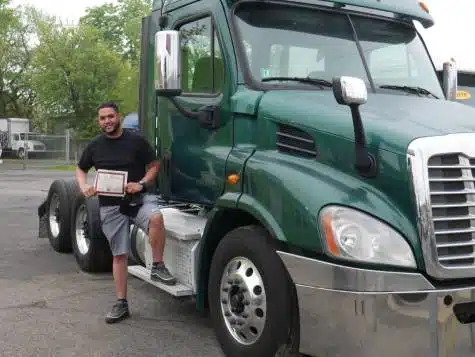 CDL student with training truck