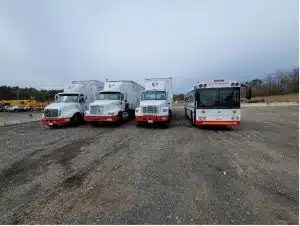 CDL training trucks in training arena