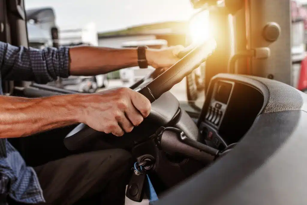 CDL commercial driver inside truck