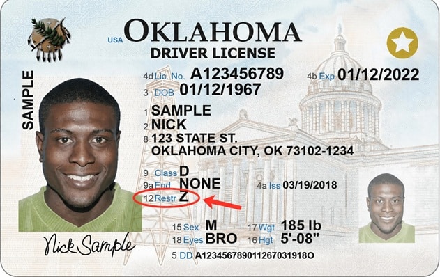 CDL Z restriction Oklahoma driver's License