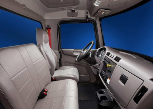 class-b-cdl-box-truck-interior Cabin of Class B CDL truck