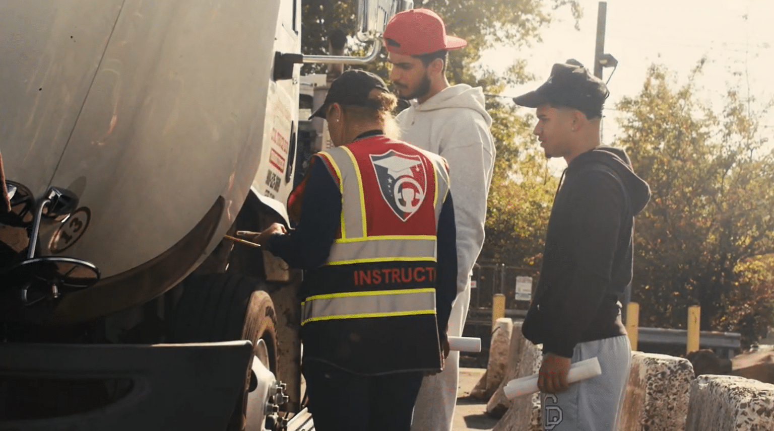 instructor helping CDL students